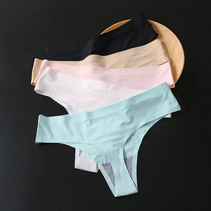 One-Piece Ice Silk Breathable Quick-Drying Sexy Seamless Fitness T-Back Women Fashion Sports Yoga Invisible Underpants Thin