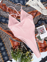 Load image into Gallery viewer, 2022 New One-Piece Swimsuit Pure Color Bikini European and American Ladies Spicy Girl T-Back Seaside All-in-One Bikini

