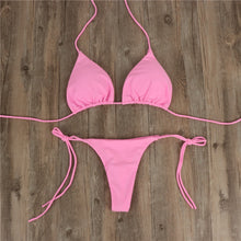 Load image into Gallery viewer, European and American New Bikinis Solid Lace-up Thong Hot Sale Multi-Color Sexy Swimsuit Women Split Bikini
