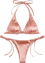Load image into Gallery viewer, Fashion Export Cross-Border Swimsuit Women&#39;s Golden Three-Point Shoelace Sexy Separates Bikini Hot Spring Beach Vacation
