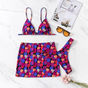 Women's Swimsuit 2023 New Fashion Sexy Bikini Small Size Sexy T-Back Hot Spring Skirt Three-Piece Swimsuit