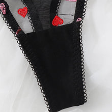 Load image into Gallery viewer, Foreign Trade Supply European and American New Sexy Lingerie Sexy Ladies Mesh See-Through Heart Three-Point Sexy Suit
