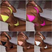 Load image into Gallery viewer, 2021 Hot Spring Scheming Swimsuit Sexy Bandage Bikinis Mini Bikini Three-Point Solid Lace-up Swimsuit
