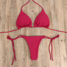 Load image into Gallery viewer, European and American New Bikinis Solid Lace-up Thong Hot Sale Multi-Color Sexy Swimsuit Women Split Bikini
