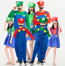 Load image into Gallery viewer, Halloween Cosplay Anime Clothes Parent-Child Role Play Children Mario Clothes Super Mary Set
