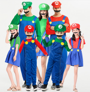 Halloween Cosplay Anime Clothes Parent-Child Role Play Children Mario Clothes Super Mary Set