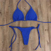 Load image into Gallery viewer, European and American New Bikinis Solid Lace-up Thong Hot Sale Multi-Color Sexy Swimsuit Women Split Bikini
