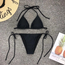 Load image into Gallery viewer, 2021 Hot Spring Scheming Swimsuit Sexy Bandage Bikinis Mini Bikini Three-Point Solid Lace-up Swimsuit
