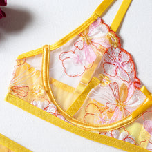 Load image into Gallery viewer, Foreign trade sources Europe and the United States new sexy lingerie sexy ladies three-point mesh strap perspective three-piece set
