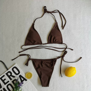 2022 New Bikinis European and American Triangle Soft Bag Lace-up Women Swimsuit Thong Swimsuit Sexy Bikini