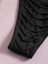 Load image into Gallery viewer, European and American Gyaru Three-Point Bikinis Black Lace-up Hanging Neck Triangle Bag Hollow out Swimsuit Women Thong Bikini
