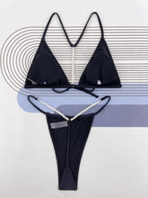 Load image into Gallery viewer, 2023 European and American Sexy bikini Pearl Chain Solid Swimsuit Gyaru Seaside Thong Split Bikini Swimsuit

