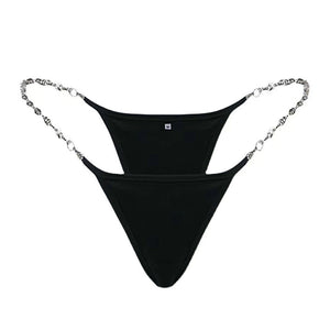 Chain V Pants Sexy Black Panties WOMEN'S Metal Thong