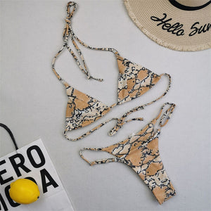 2023 New Fashion Fancy Separates Swimsuit Female Small Chest Thin T-Back Vacation Sexy Bikini Swimsuit