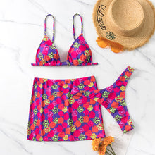 Load image into Gallery viewer, Women&#39;s Swimsuit 2023 New Fashion Sexy Bikini Small Size Sexy T-Back Hot Spring Skirt Three-Piece Swimsuit
