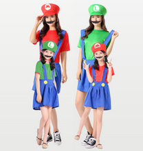 Load image into Gallery viewer, Halloween Cosplay Anime Clothes Parent-Child Role Play Children Mario Clothes Super Mary Set
