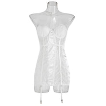 Load image into Gallery viewer, European and American Cross-border Explosions Lace Perspective Wrap Chest Hanging Neck Bracing Gathering Steel Ring Pajamas Women's Sexy in stock Dress
