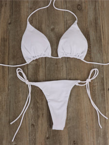 European and American New Bikinis Solid Lace-up Thong Hot Sale Multi-Color Sexy Swimsuit Women Split Bikini