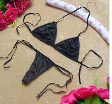 Load image into Gallery viewer, Shiny Two-Piece Swimsuit Sexy Light Exposure No Longer Small Bikini Three-Point Lace-up Bra T-Back Suit
