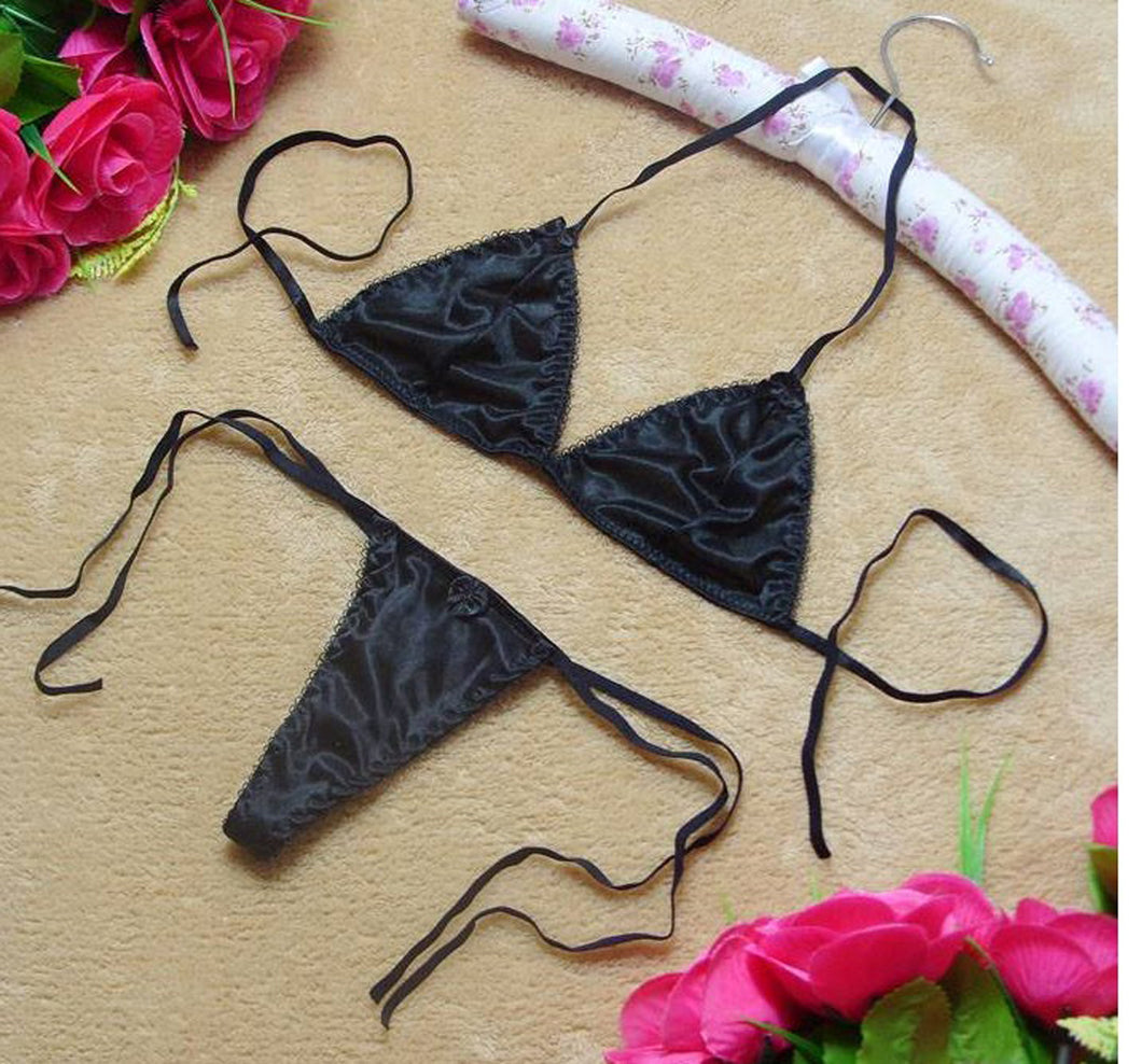 Shiny Two-Piece Swimsuit Sexy Light Exposure No Longer Small Bikini Three-Point Lace-up Bra T-Back Suit