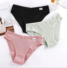 Load image into Gallery viewer, Sexy Panties Women&#39;s Striped Cotton Underwear Solid Brief
