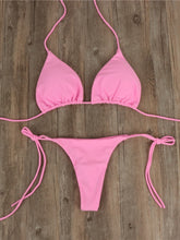 Load image into Gallery viewer, European and American New Bikinis Solid Lace-up Thong Hot Sale Multi-Color Sexy Swimsuit Women Split Bikini
