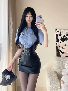 Women's Cosplay Costume Sexy Pure Desire Office Secretary Costume Role-Playing Female Police Uniform Spicy Female Instructor Cos