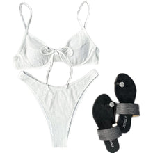 Load image into Gallery viewer, 2021 European and American Foreign Trade Split Swimsuit Solid Underwire Push up White String bikini T Shaped Swimsuit Bikini

