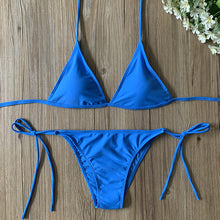 Load image into Gallery viewer, Fashion New Swimwear Women&#39;s Sexy Triangle Bikini Small Chest Strap Three-Point Wine Reddish Black Coffee Color Bikini
