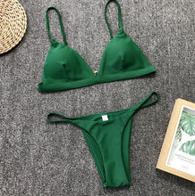 Load image into Gallery viewer, Multi-Color Real Shot Solid Color Best Selling Bikini Swimsuit Bikini Three-Point Vacation Beach Swimsuit Suit Swimwear Women

