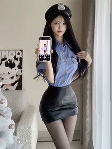 Women's Cosplay Costume Sexy Pure Desire Office Secretary Costume Role-Playing Female Police Uniform Spicy Female Instructor Cos