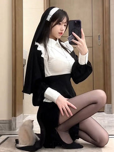 Nun's Outfit Cos Women's TikTok Sexy Dress Uniform Cosplay plus Size Cheongsam Gift Halloween Suit