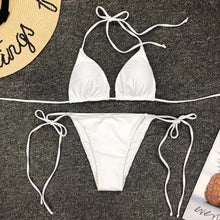 Load image into Gallery viewer, 2021 Hot Spring Scheming Swimsuit Sexy Bandage Bikinis Mini Bikini Three-Point Solid Lace-up Swimsuit

