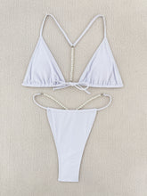 Load image into Gallery viewer, 2023 European and American Sexy bikini Pearl Chain Solid Swimsuit Gyaru Seaside Thong Split Bikini Swimsuit
