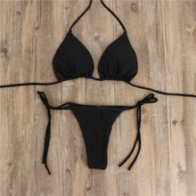 Load image into Gallery viewer, European and American New Bikinis Solid Lace-up Thong Hot Sale Multi-Color Sexy Swimsuit Women Split Bikini
