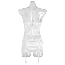 Load image into Gallery viewer, European and American Cross-border Explosions Lace Perspective Wrap Chest Hanging Neck Bracing Gathering Steel Ring Pajamas Women's Sexy in stock Dress
