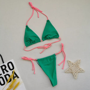 2022 New Bikinis European and American Triangle Soft Bag Lace-up Women Swimsuit Thong Swimsuit Sexy Bikini