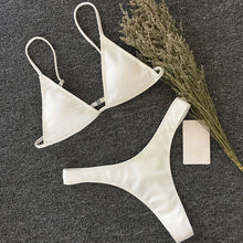 Load image into Gallery viewer, 2020 European and American New Solid Sunken Stripe Three-Point Bikinis Sexy Thong Swimsuit Beach Vacation Bikini
