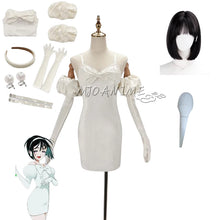 Load image into Gallery viewer, Sua Cosplay Costume Wig Anime Alien Stage Cosplay Costume Microphone White Dress Earrings Short Black Wig Sua Cosplay Clothing
