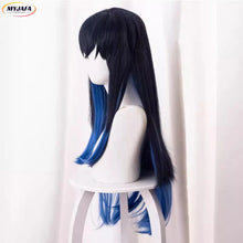 Load image into Gallery viewer, Anime Cosplay Hashibira Inosuke Cosplay Wig Women 70cm Long Straight Ombre Bule Hair Wigs + WigCap
