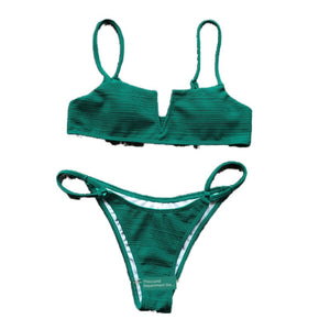 Bra Thong Bikini Split Swimsuit High-Elastic European and American Leopard Print Bikini Split Swimsuit Women