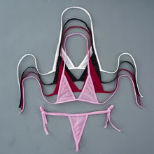 Load image into Gallery viewer, Sexy Mini Bra Sets Wirefree Ultra-thin Mesh Unlined Bra Brief Set Black Transparent 2 Pieces Halter Women&#39;s Exotic Lingerie Sets
