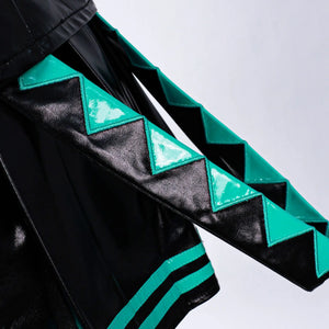 in stock Anime Miku Cosplay Full Set Costume Miku 16TH Cosplay Leather Midi Sexy Dress Halloween Carnival Party JK Uniform