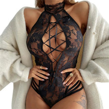 Load image into Gallery viewer, Hot Lingerie Sexy Lace Bodysuit Women Transparent Sexy Lingerie See Through Black Tights Fitness Sissy Crotchless Erotic Body
