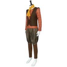 Load image into Gallery viewer, Monster Rumpelstiltskin Cosplay Costume T Shirt Brown Vest Trousers Yellow Scraf Halloween Role Playing King Dwarf Fancy Uniform
