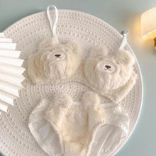 Load image into Gallery viewer, Winter Lingerie for Women Japanese Lolita Students Undies Plush Sexy Bras Wireless Cartoon Bear Cat Bra Set Soft Girlfriend Gift
