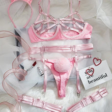 Load image into Gallery viewer, Bunny Girl Sexy Lingerie Set For Women Hollow Out See-Through Straps Patchwork Sexy Bunny Headband Lingerie Bra Set
