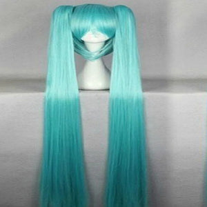 HAIRJOY Synthetic Hair Long Straight Green Cosplay Wig with 2 Clips in ponytails Vocaloid Hatsune Miku Costume Wig