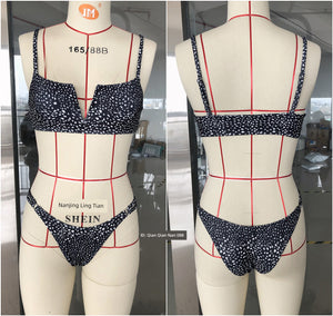 Bra Thong Bikini Split Swimsuit European and American Leopard Print Bikinis Split Swimsuit Women's Swimsuit