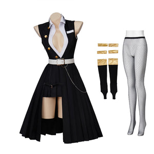 In Stock Anime Female Uzui Tengen Himejima Gyomei Cosplay Suit Women Sexy Black Dress Uzui Tengen Kimono Suit Halloween